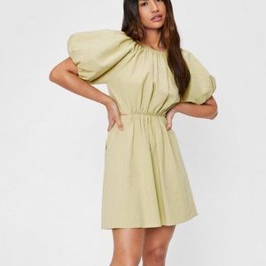 NWT Nasty Gal Linen Look Open Back Mini Dress